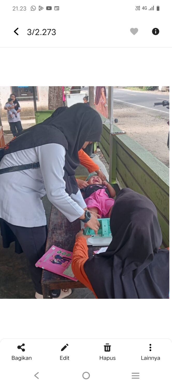 
					Bidan Desa Sedang melakukan Pengukuran Balita di Poasyandu Desa Banua Sendana, untuk mencegah Stuting. 