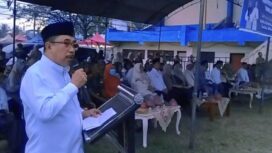 Bupati Majene, Dr. H. Andi Achmad Syukri  Tamalele, SE.MM Memberikan Sambutan Pada Penempatan Jemaaa Haji Koloter 10 Kab. Majene. Dengan Penuh Rasa Syukur dan Bahagia. Rabu 18 Juni 2025
