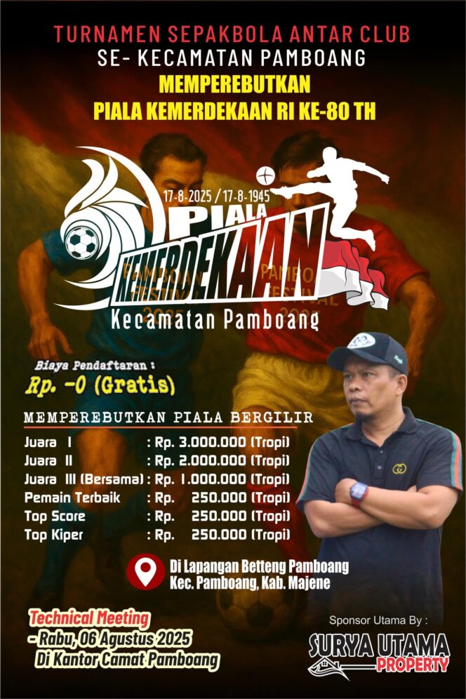 
					Yunus Hadaming, SE Dirut Surya Utama Pamboang Sponsor Utama Turnamen Sepak Bola Pamboang